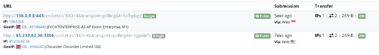 Socket.io DOM content search results