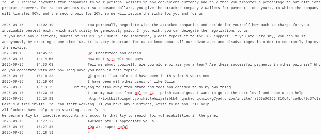 TOX Operator conversation