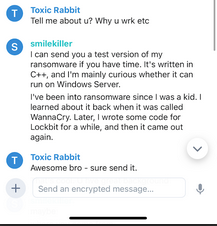 Ransomware group Telegram channel post