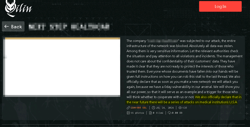 Qilin DLS declaration to attack medical institutions.
